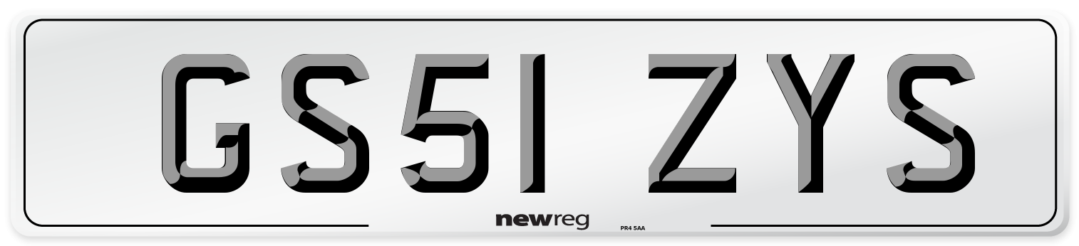 GS51 ZYS Number Plate from New Reg